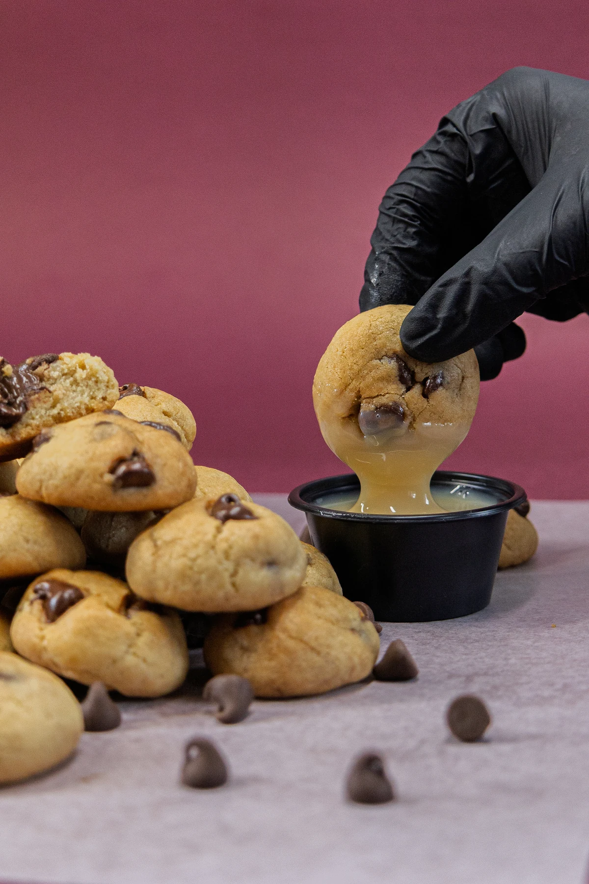 Cookie con dip de leche condensada